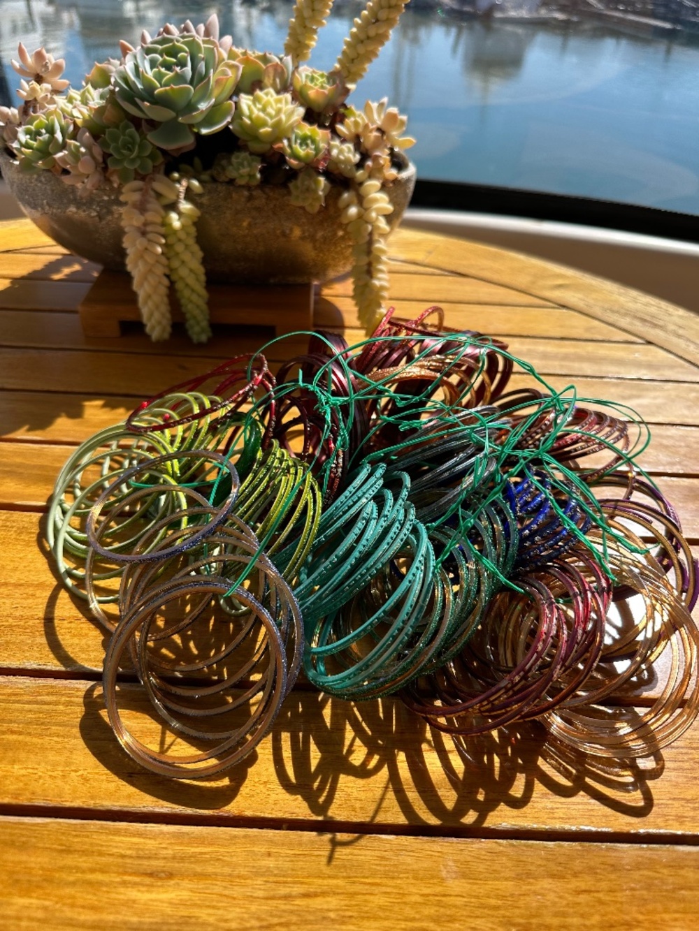 Colorful Glass Bangle Bracelet Set Sparkle Glitter Boho - 120+